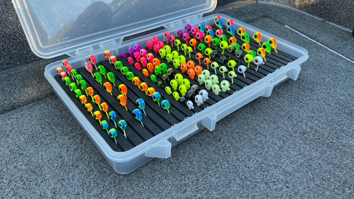 clam ice fishing jig box 15634 Large size with high jig capacity (up to approximately 171 jigs) Ultra Clam Small Super Slim Jig