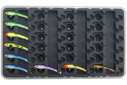 Moonshine Shiver Minnow perfectly organized, protected, and tangle-free in FishMore tackle box
