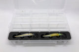 Angled view of FishMore Favorites Bar Tackle Insert fitting Megabass Vision ONETEN lures in Plano 3700 size box
