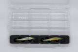 Top view of FishMore Favorites Bar Tackle Insert fitting Megabass Vision ONETEN lures in Plano 3700 size box