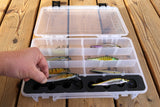 Hand removing lure tangle-free from FishMore Favorites Bar Tackle Insert fitting Megabass Vision ONETEN lures in Plano 3700 size box