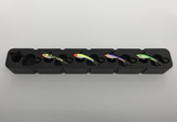 Top view of FishMore Favorites Bar Tackle Insert fitting Moonshine Shiver Minnow SM02 lures