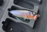 Close-up of FishMore T3 Pro Tackle Box fitting Megabass PopMax lures in Plano 3700 size