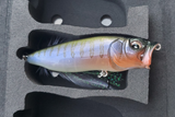 Detailed view of FishMore T3 Pro Tackle Box fitting Megabass PopMax lures in Plano 3700 size