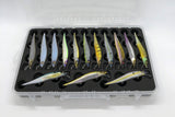 Angled view of FishMore T3 Pro Tackle Box fitting Megabass Vision ONETEN lures in Plano 3700 size