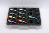 FishMore T3 Pro Tackle Box fitting Moonshine Shiver Minnow size SM03 lures in Plano 3600 size
