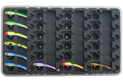 FishMore T3 Pro Tackle Box fitting Moonshine Shiver Minnow size SM03 lures in Plano 3700 size