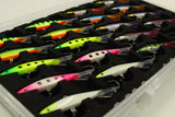 Detailed view of FishMore T3 Pro Tackle Box fitting Rapala Jigging Shadow Rap size JSDR09 lures in Plano 3700 size