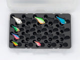 Top view of FishMore T3 Pro Tackle Box fitting Rapala Rippin' Rap size Combo 3/4/5 lures in Plano 3600 size