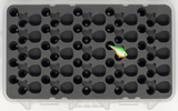 Top view of FishMore T3 Pro Tackle Box fitting Rapala Ultra Light Rippin' Rap size ULRPR03 lures in Plano 3600 size