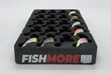 Side view of FishMore T3 Pro Tackle Box fitting Rapala Ultra Light Rippin' Rap size ULRPR04 lures in Plano 3600 size