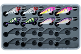 FishMore T3 Pro Tackle Box fitting Walleye Nation Creations Shaky Shad size SS07 lures in Plano 3700 size