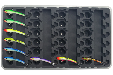 Moonshine Shiver Minnow perfectly organized, protected, and tangle-free in FishMore tackle box